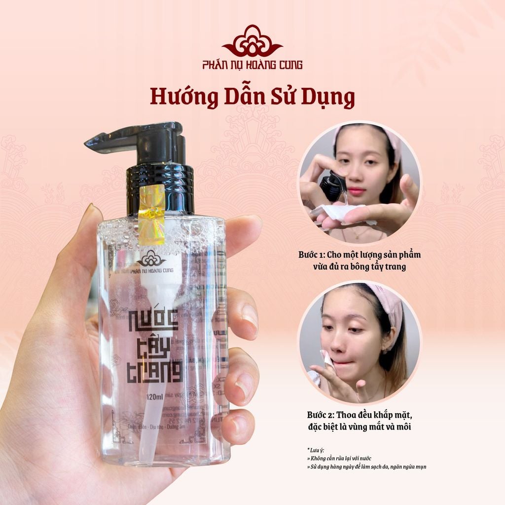 Combo Dịu Nhẹ Khởi Đầu – Nước Tẩy Trang Không Cồn + Gel Rửa Mặt Thiên Nhiên Phấn Nụ Hoàng Cung 120ml