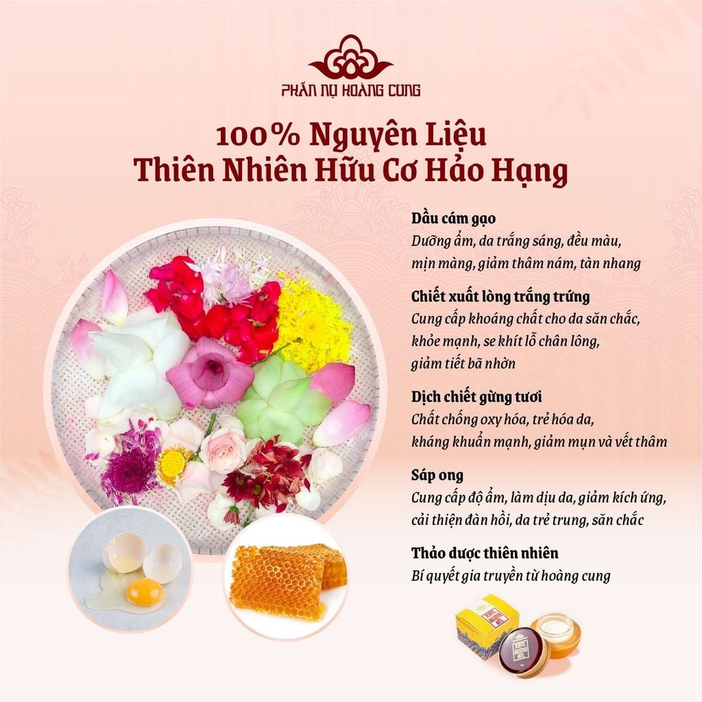 Combo Nhuận Sắc Hoàng Cung – Kem Dưỡng Ẩm Căng Mịn Da + Son Dưỡng Mật Ong Phấn Nụ Hoàng Cung