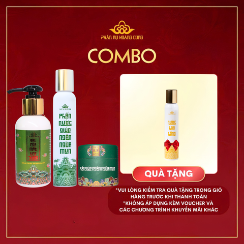 Liệu Trình Cho Da Dầu Mụn Phấn Nụ Hoàng Cung (Gel Trà Xanh+Phấn Nước Ngừa Mụn+Phấn Mụn tặng 1 Nước Hoa Hồng)