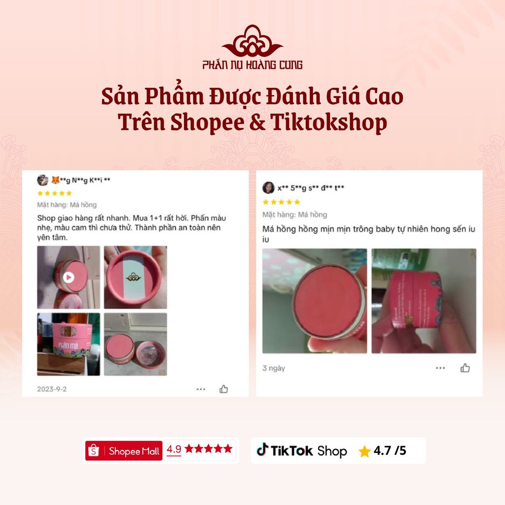 Combo Dưỡng Da & Trang Điểm Tự Nhiên – Nước Hoa Hồng + Phấn Phủ Ngọc Trai + Phấn Má Phấn Nụ Hoàng Cung