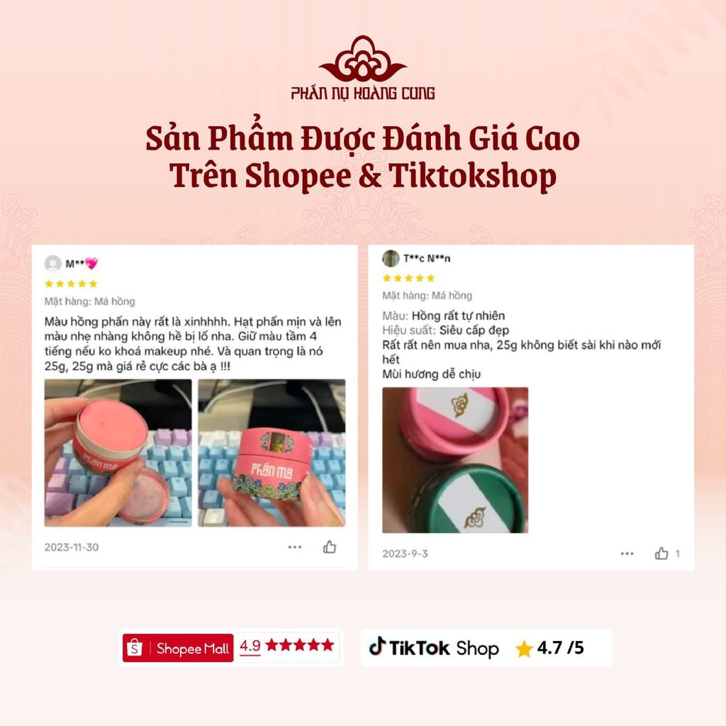 Combo Dưỡng Da & Trang Điểm Tự Nhiên – Nước Hoa Hồng + Phấn Phủ Ngọc Trai + Phấn Má Phấn Nụ Hoàng Cung