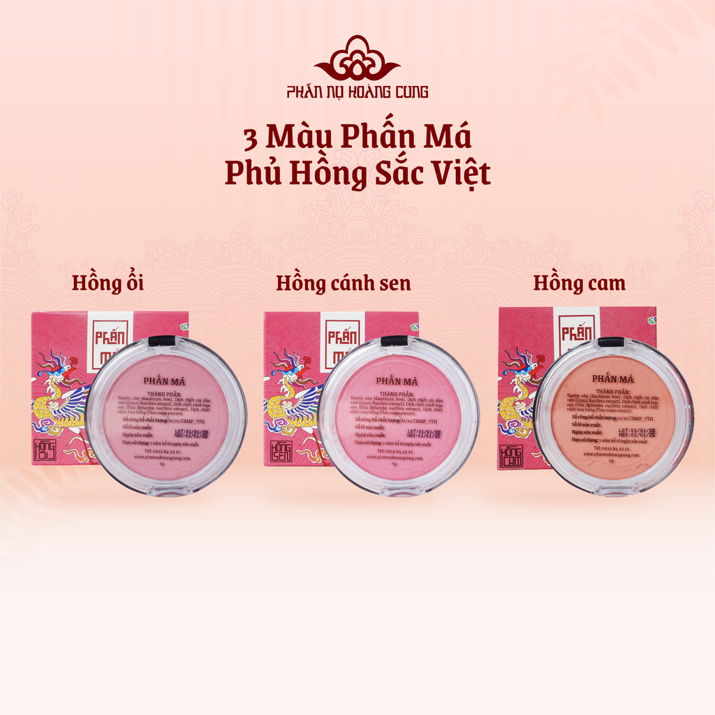 Combo Phấn Hồng Phấn Nụ Hoàng Cung (Phấn Phủ 25g + Má Hồng 5g tặng 1 Xịt Khoáng)