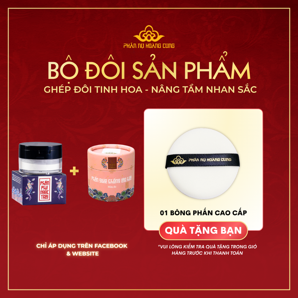 Bộ đôi Phấn phủ ngọc trai 25g da + Nén da - Phấn Nụ Hoàng Cung