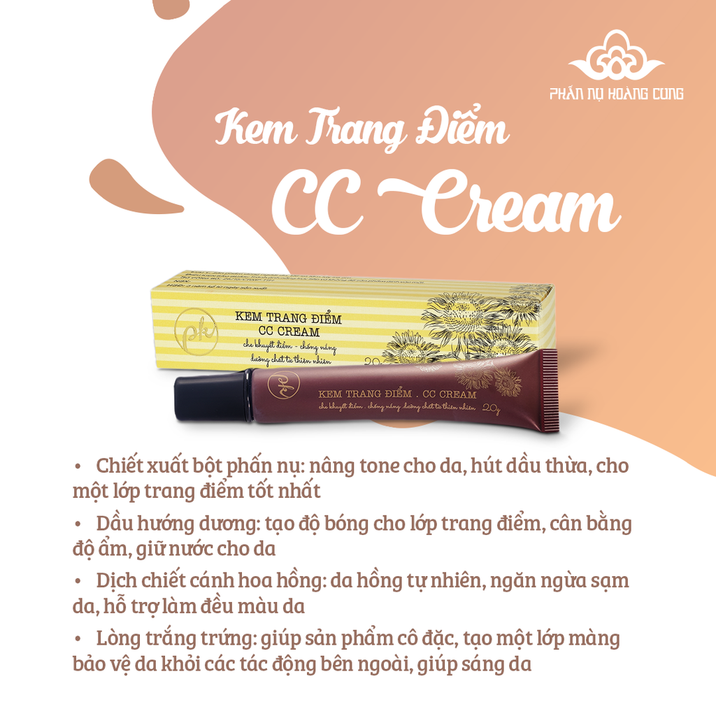 Trang điểm Nàng Thơ Phấn Nụ Hoàng Cung (CC Cream + Phấn Phủ 25g+Má Hồng Sen 5g tặng 1 Nước Cân Bằng)