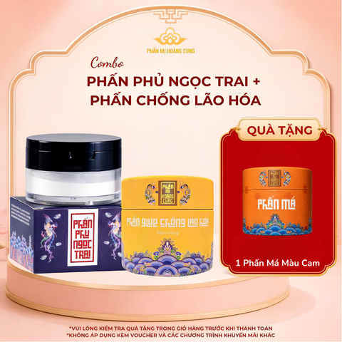 Bộ Đôi Phấn chống lão hóa + Phấn phủ Trắng 25g - Phấn Nụ Hoàng Cung