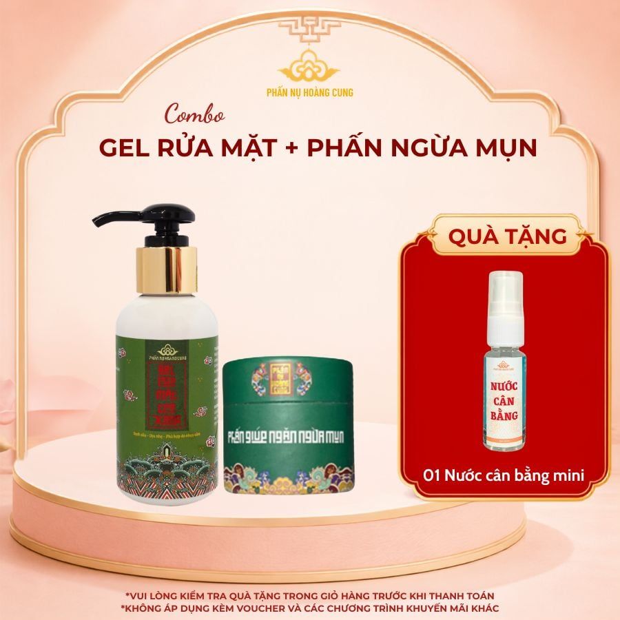 Bộ Đôi Gel rửa mặt + Phấn mụn - Phấn Nụ Hoàng Cung
