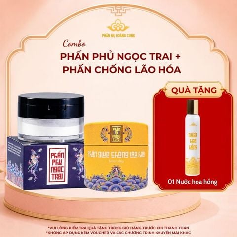 Bộ Đôi Phấn chống lão hóa + Phấn phủ Trắng 25g - Phấn Nụ Hoàng Cung