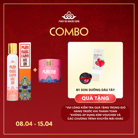 Combo Đẹp Tháng 4 Phấn Nụ Hoàng Cung (Phấn nước Chăm sóc da + Phấn Má Hồng tặng Son Dâu)