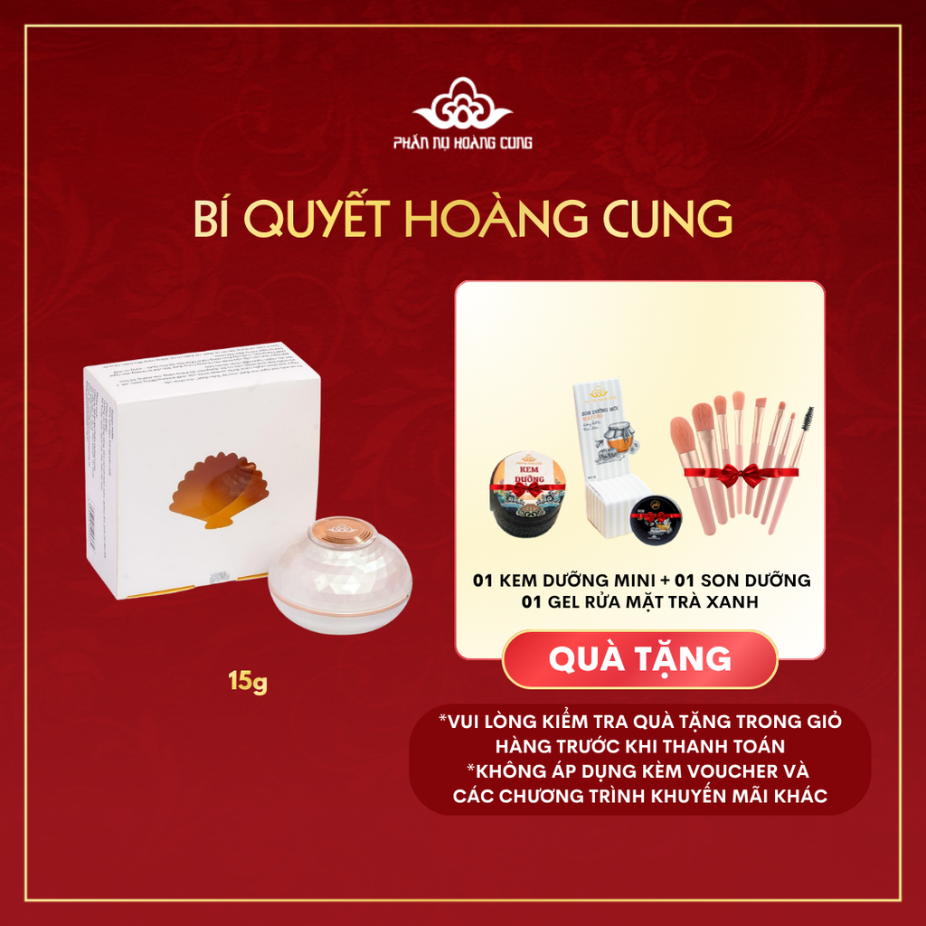 Deal Bột Ngọc Trai 15g Phấn Nụ Hoàng Cung (Bột Ngọc Trai 15g tặng Kem Dưỡng Ẩm mini + Son Ong + Bộ Cọ)