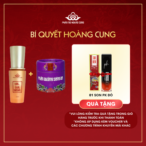 Combo Da Sáng Đón Hè Sang Phấn Nụ Hoàng Cung (Serum + Phấn Sáng Da tặng Son PK Đỏ)
