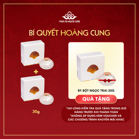 Liệu Trình Hồi Xuân Hoàng Hậu 2 - Phấn Nụ Hoàng Cung (2 Bột Ngọc Trai 30g tặng 1 Bột Ngọc Trai 30g)