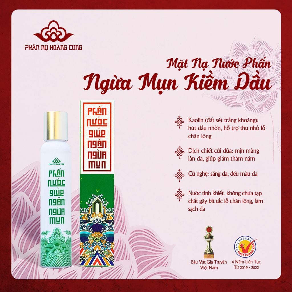 Combo Sạch Mụn Sáng Da – Mặt Nạ Trị Mụn + Phấn Ngừa Mụn Phấn Nụ Hoàng Cung