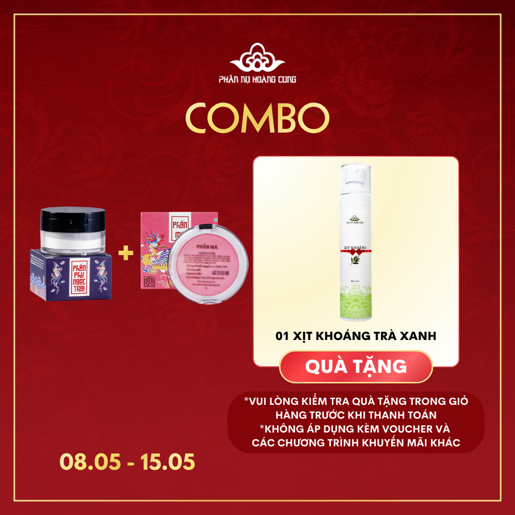 Combo Phấn Hồng Phấn Nụ Hoàng Cung (Phấn Phủ 25g + Má Hồng 5g tặng 1 Xịt Khoáng)