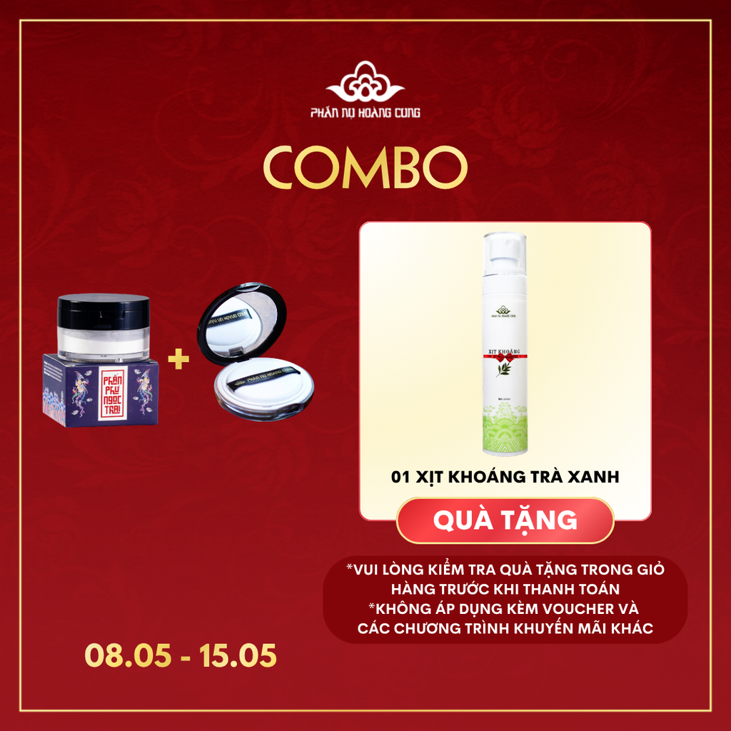 Combo Phấn Phủ Phấn Nụ Hoàng Cung (Phấn Phủ 25g + Phấn Phủ 5g tặng 1 Xịt Khoáng)