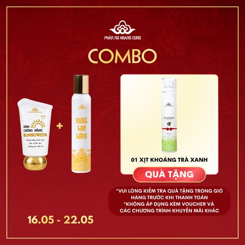 Combo Nắng Hè 2 Phấn Nụ Hoàng Cung (Kem Chống Nắng + Nước Hoa Hồng tặng 1 Xịt Khoáng)