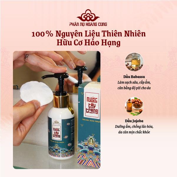 Nước Tẩy Trang Organic Sạch Sâu Dưỡng Ẩm Không Cồn 120ml - Phấn Nụ Hoàng Cung