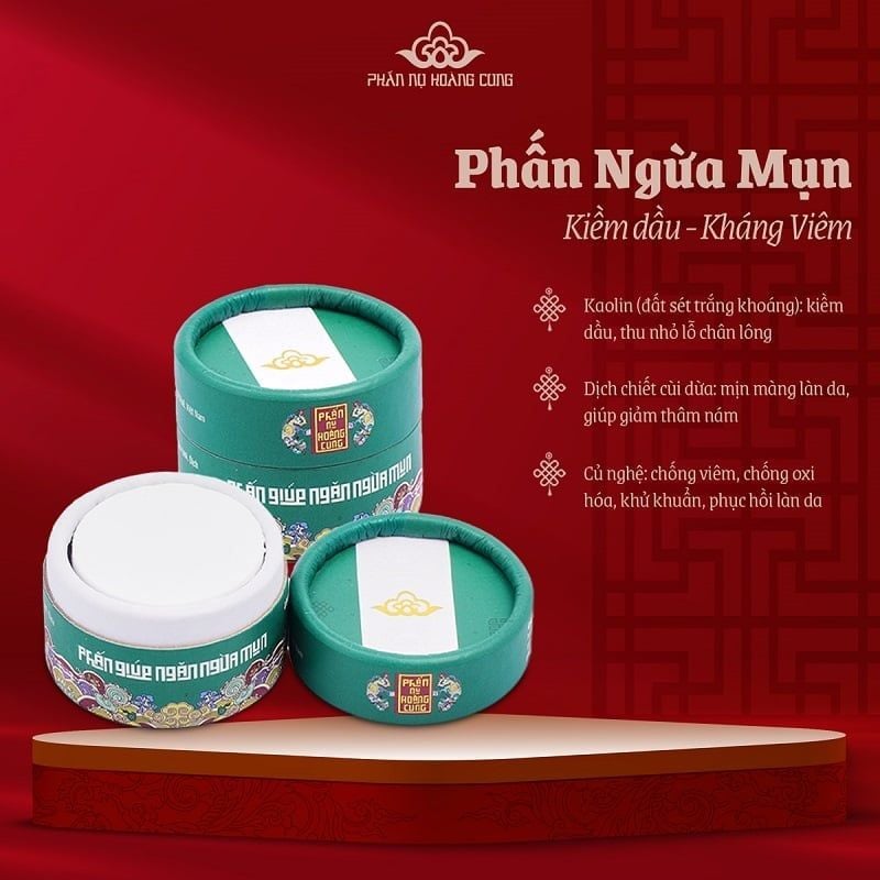 Combo Thanh Lọc Da – Sạch Mụn Phấn Nụ Hoàng Cung: Xịt Khoáng Trà Xanh + Phấn Ngừa Mụn 25g
