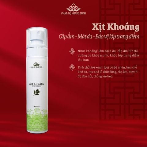 Combo Thanh Lọc Da – Sạch Mụn Phấn Nụ Hoàng Cung: Xịt Khoáng Trà Xanh + Phấn Ngừa Mụn 25g