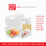  EFHPxT - Hộp giấy kraft thực phẩm - Nắp PET - Trắng - Nhiều size 