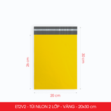  ET2V2 - 20x30 cm - Combo 100 túi nilon niêm phong đóng hàng - 2 lớp - Vàng 