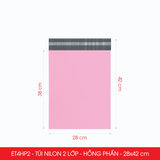  ET4HP2 - 28x42 cm - Combo 100 túi nilon niêm phong đóng hàng - 2 lớp - Hồng phấn 