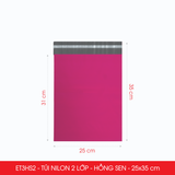  ET3HS2 - 25x35 cm - Combo 100 túi nilon niêm phong đóng hàng - 2 lớp - Hồng cánh sen 