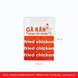  EFT21F - Túi giấy đựng gà rán & khoai tây chiên - Trắng - In cam - "Gà đầu bếp" - 20x13.5x5.5 cm 