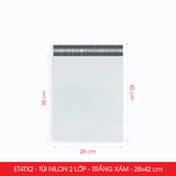  ET4TX2 - 28x42 cm - Combo 100 túi nilon niêm phong đóng hàng - 2 lớp - Trắng xám 