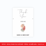  EDTV01 - Combo 50 decal Thank You chữ nhật - Trắng - In nhiều màu - 10.5x7.5 cm 