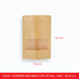  ETZ1N - 10x15cm - Combo 25 túi Zipper giấy Kraft cửa sổ full - Nâu 