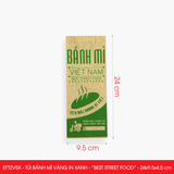  EFT2V5X - Túi bánh mì vàng in xanh - "Best street food" - 24x9,5x4,5 cm 