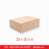  E73 - 25x20x6 cm - Combo 25 Hộp Carton Trơn Nắp Gài 