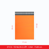  ET1C2 - 17x30 cm - Combo 100 túi nilon niêm phong đóng hàng - 2 lớp - Cam 
