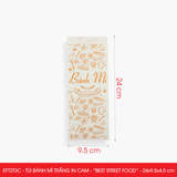  EFT2T3C - Combo 100 túi bánh mì trắng in cam - "Best street food" - 24x9,5x4,5 cm 