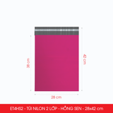  ET4HS2 - 28x42 cm - Combo 100 túi nilon niêm phong đóng hàng - 2 lớp - Hồng cánh sen 
