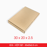  ED3 - 30x20x2.5 cm - Combo 25 hộp carton dẹt nắp gài 