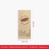  EFT1N1NN - Combo 100 túi bánh mì nâu in nâu đỏ - "Xe bánh mì" - 24x9.5x4.5 cm 