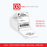  EGN - Giấy in nhiệt tự dính - 500 tờ/ xấp - Nhiều size 