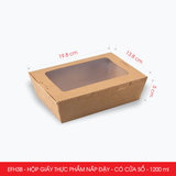  EFH3B - Hộp giấy kraft thực phẩm - Nắp đậy có cửa sổ - Nâu - 1200ml 