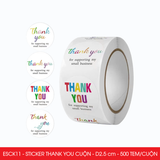  ESCK11 - Cuộn Sticker Thank You tròn - Nhiều thiết kế - 2.5cm - [500 tem/cuộn] 