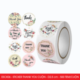  ESCK06 - Cuộn Sticker Thank You tròn - Nhiều thiết kế - 2.5cm - [500 tem/cuộn] 