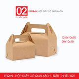  EFQxN - Hộp giấy Kraft quai xách - Nâu - Nhiều size 