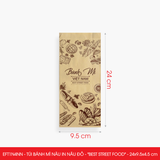  EFT1N4NN - Combo 100 túi bánh mì nâu in nâu đỏ - "Best street food" - 24x9.5x4.5 cm 