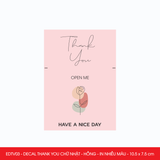  EDTV03 - Combo 50 decal Thank You chữ nhật - Hồng - In nhiều màu - 10.5x7.5 cm 