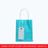  ETG6XN - 20x14x7 cm - Combo 25 túi giấy có quai màu xanh ngọc 