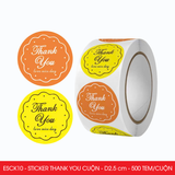  ESCK10 - Cuộn Sticker Thank You tròn - Nhiều thiết kế - 2.5cm - [500 tem/cuộn] 