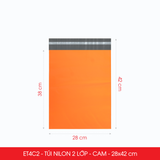  ET4C2 - 28x42 cm - Combo 100 túi nilon niêm phong đóng hàng - 2 lớp - Cam 