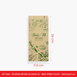  EFT1N4X - Combo 100 túi bánh mì nâu in xanh lá - "Best street food" - 24x9.5x4.5 cm 