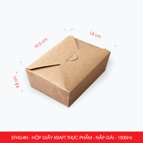  EFHG4N - Hộp giấy kraft thực phẩm - Nắp gài - Nâu - 1500ml 