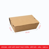  EFHD4N - Combo 25 hộp giấy kraft thực phẩm - Nắp đậy - Nâu - 1600 ml 